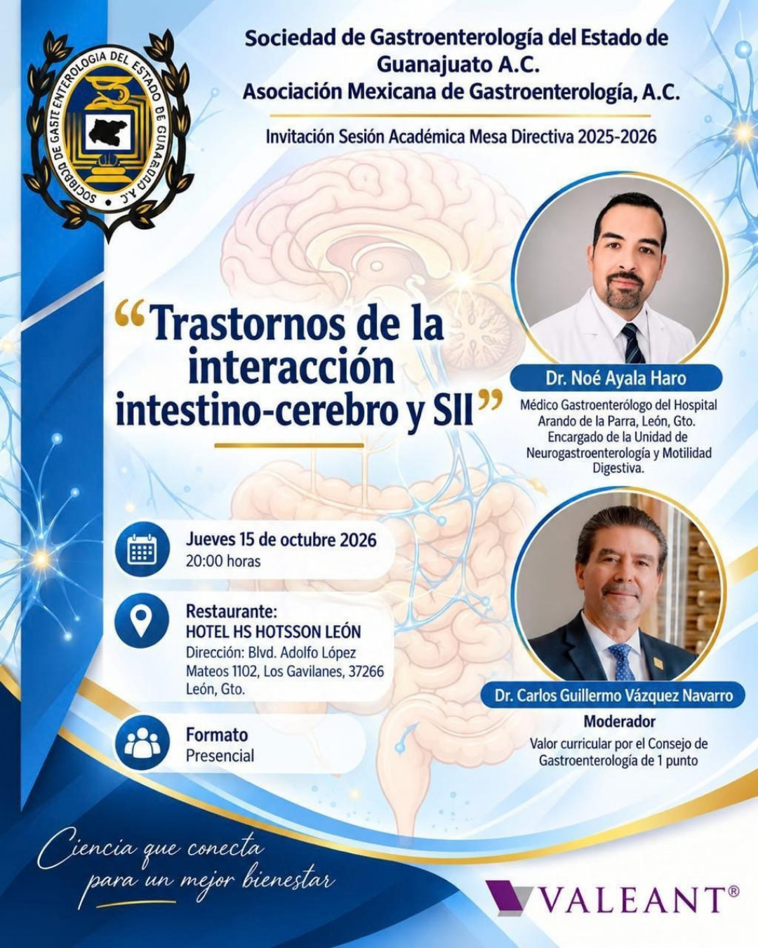Sesión Ordinaria: Trastornos de la interacción intestino-cerebro y SII | 15 de octubre 2026